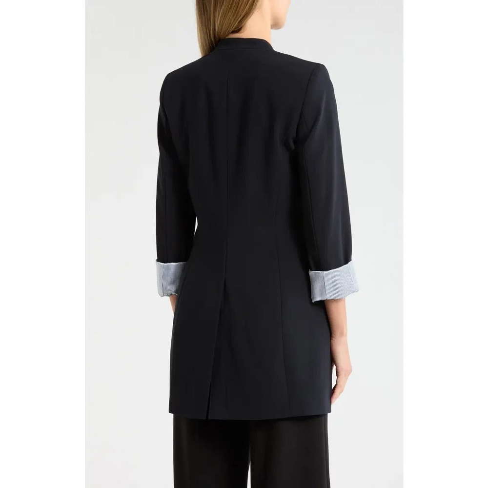 Calvin Klein Women's Blazer Open Front Roll Sleeve Collarless Size 12 Black - Picture 6 of 11